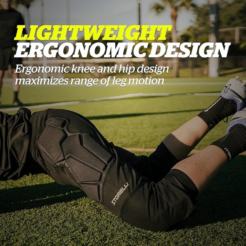 Storelli ExoShield Goalkeeper 3/4 Pants, High-Impact Protection, Sweat-Wicking, UV-Resistant Athletic Bottoms for Soccer & Heavy-Duty Sports, Black, Youth Medium - Image 5